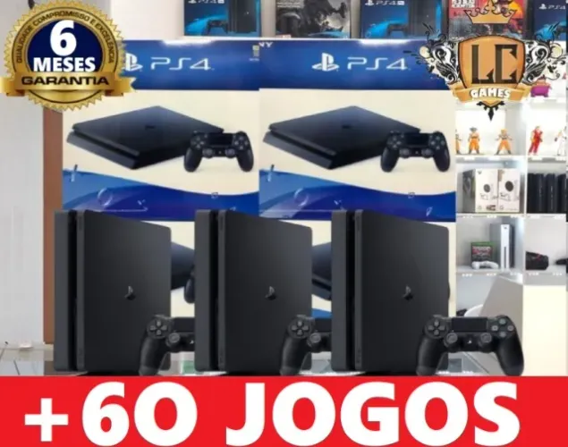 PS4 SLIM 5OOGB COM 6O JOGOS + O6 MESES GARANTIA ( LOJA FISICA )