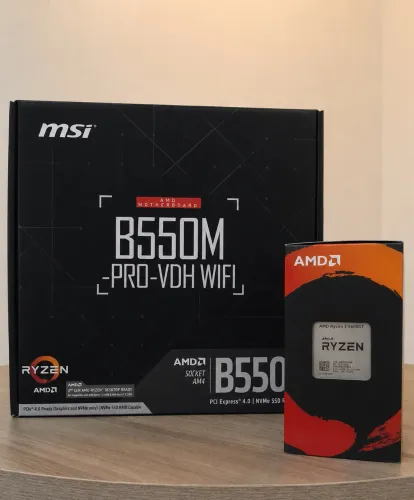 Kit Ryzen 5 5600gt + b550m pro vdh wifi NOVO, SEM USO.