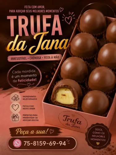 Trufas artesanais, com uma explosão sabores de recheios !!!