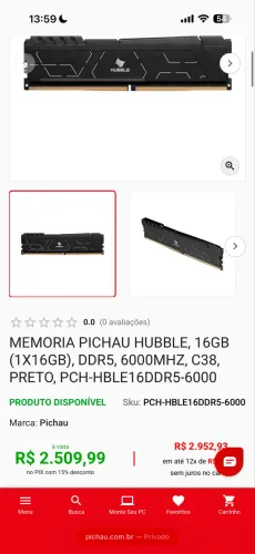 Memória ram dd5 6000mhz