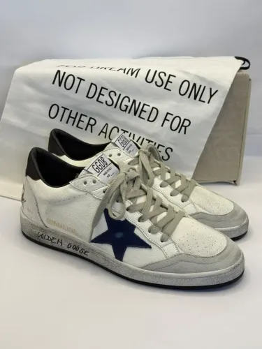 tenis golden goose ballstar branco/preto/azul tam 40