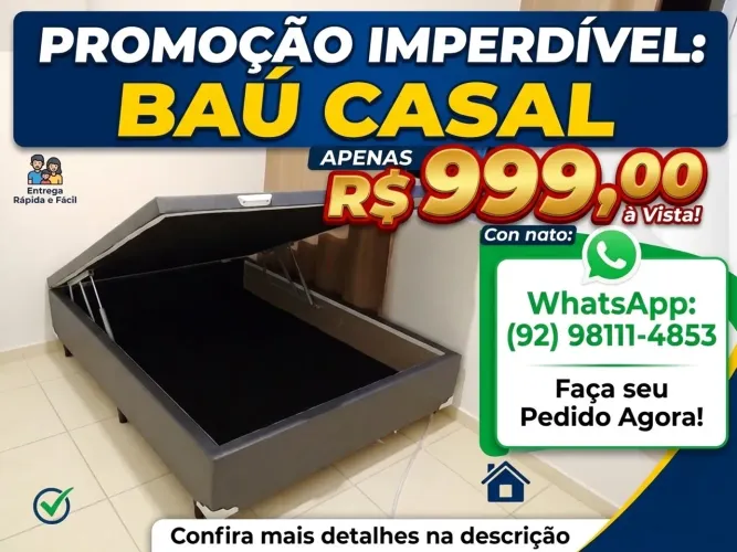Baú Casal Diversas Texturas em Suede