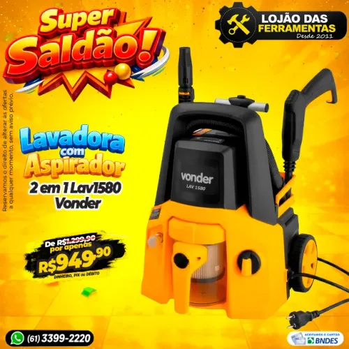 Lavadora de Alta Pressão Com Aspirador 2 em 1 Lav1580 Vonder