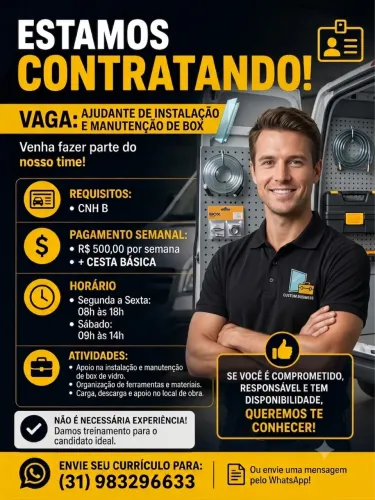 Vaga ajudante com cnh B