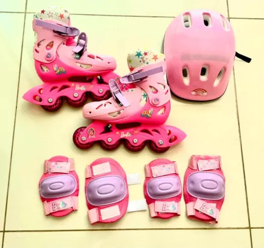 Patins Barbie Com 3 ou 4 Rodas - Ajustável 29/32 com Acessórios