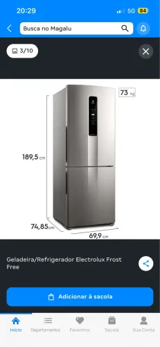 Geladeira/Refrigerador Electrolux Frost Free - Inverse Cinza 490L IB7S