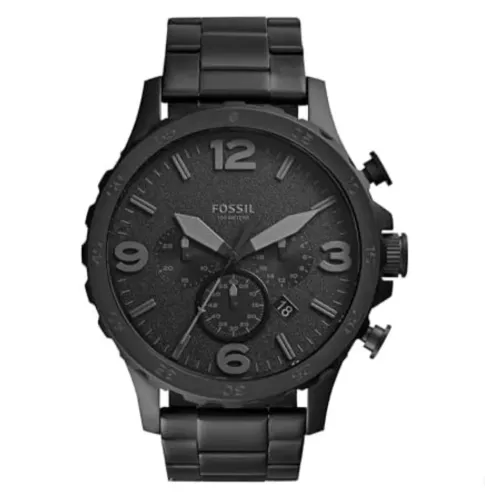(Lacrado) Relógio Masculino Fossil Nate em Aço Inoxidável - JR1401 - Preto (Nacional/NF)