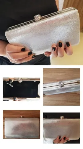 Bolsa clutch prata marca Scamboo nova