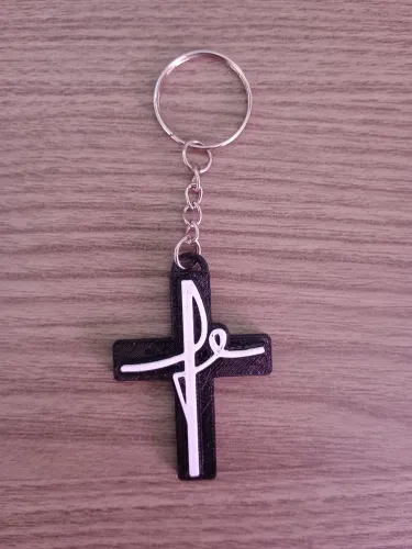 Chaveiro Personalizado Cristão Evangélico Católica Cruz com a palavra Fé 