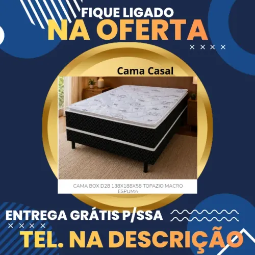 Cama Box Casal Topázio Macro Espuma Entrega Hoje Grátis para Salvador / Pague ao Receber