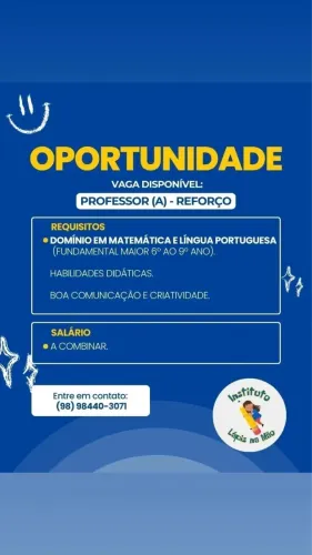 Procura-se professor reforço escolar 