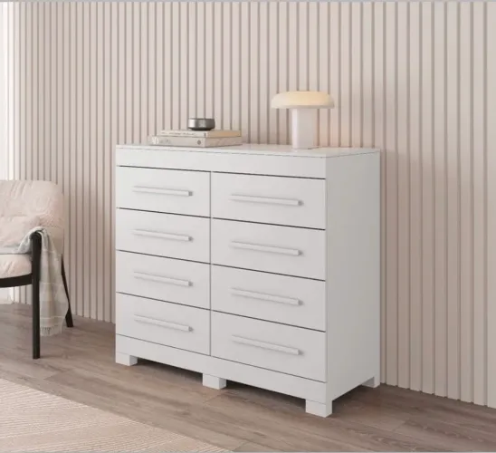 Cômoda Nalu ACP 08 Gavetas, 100% MDF - Entrega imediata;