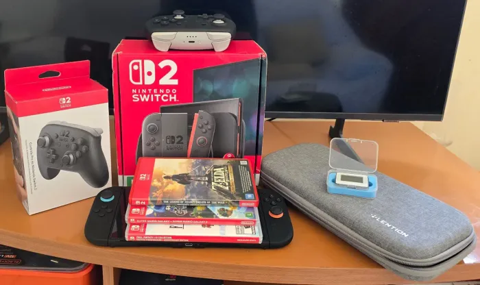 Kit Nintendo Switch 2 + Controle Pro + Película + Case + Allmiibo + 3 jogos (impecável)