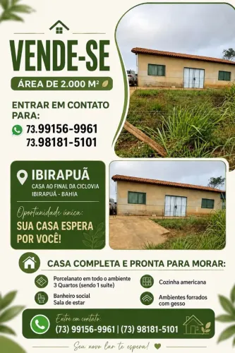 Área 2000 mts2 com casa pronta por dentro