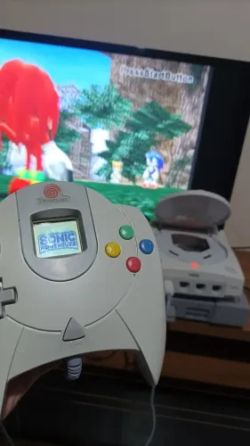 Dreamcast com GDEMU, Controle, VMU e cabos - LEIA