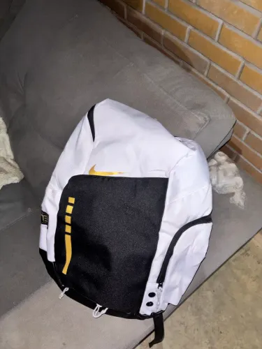 mochila nike elite hoop esportiva nova branca e dourado