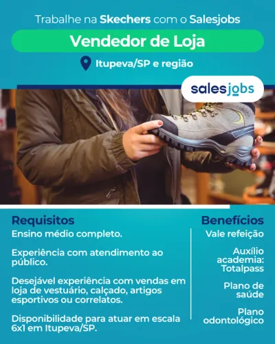 Vendedor de Loja - Calçados | Itupeva/SP - V(4871)