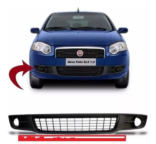 Moldura Grade Parachoque central Fiat Palio Siena 2008/2011 com milha ejv
