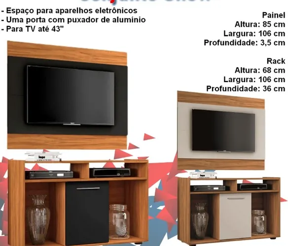 Sala conjunto painel e rack