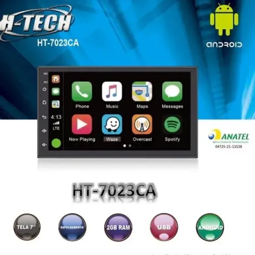Central Multimídia Android 2 Din GPS Wi-Fi espelhamento 