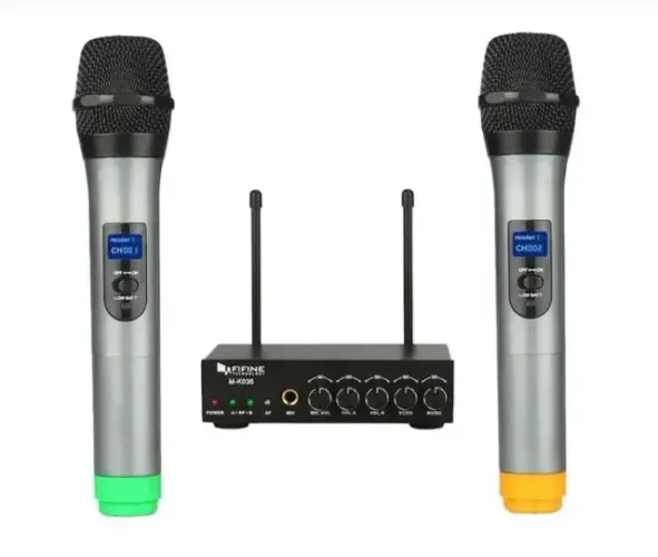 Fifine Sistema de Karaoke e Microfones Uhf S/ Fio K036