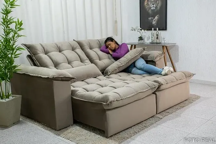 SOFÁ RETRÁTIL RECLINÁVEL BARBARA DECOR VELUDO BORDO !! R164F6