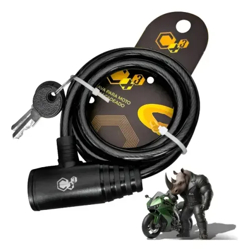 Cadeado De Aço Com Chave Para Bike Moto 8mm X 1m