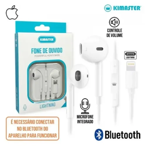Fone Lightning Bluetooth Com Fio 