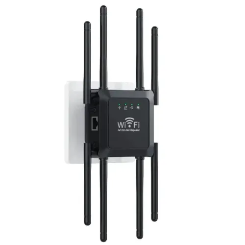 Repetidor WI-FI 5GHz Knup KP-RW408G Black 8 Antenas 1200Mbps - WZetta