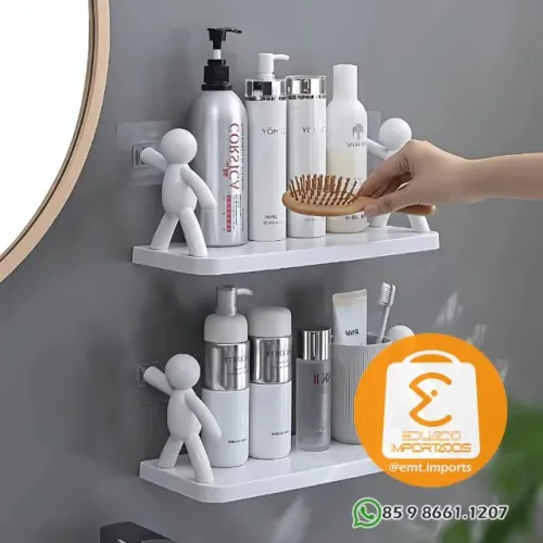Prateleira Organizador Boneco Plástico Adesivo Multiuso