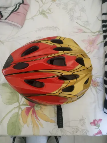Capacete de Ciclismo Vermelho e Amarelo