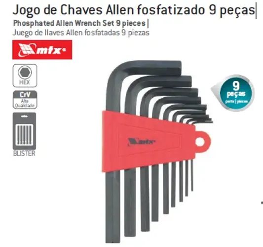 Jogo De Chaves Allen Curta 1.5 A 10mm C/ 9 Peças 112269 Mtx Cor Preto