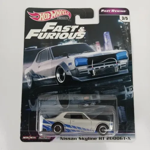 Hot Wheels Fast Rewind Fast & Furious Nissan Skyline HT 2000GT X 3/5, Silver/Blue