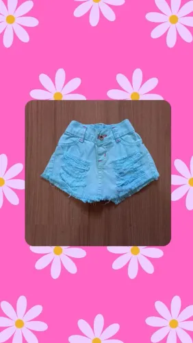 Short Jeans Infantil Azul com Detalhes