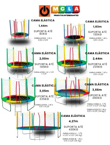 Cama Elástica - Pula Pula - Diversos tamanhos - ( PRODUTOS NOVOS) 90 dias de garantia.