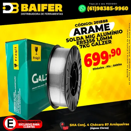 Arame Solda Mig Alumínio Er5356 1,0mm 7kg Galzer