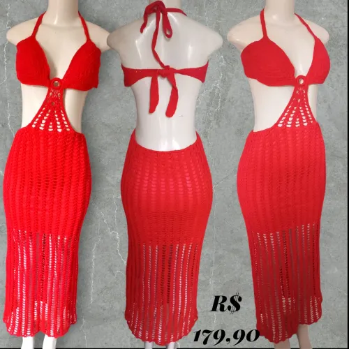 Vestido de crochê bem moderno 