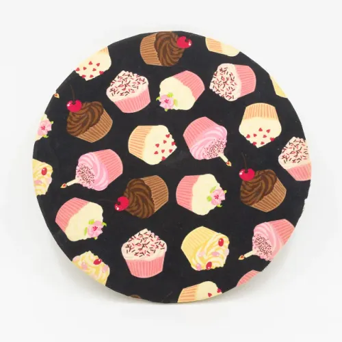 Prato giratório centro de mesa 29cm MDF preto cupcakes