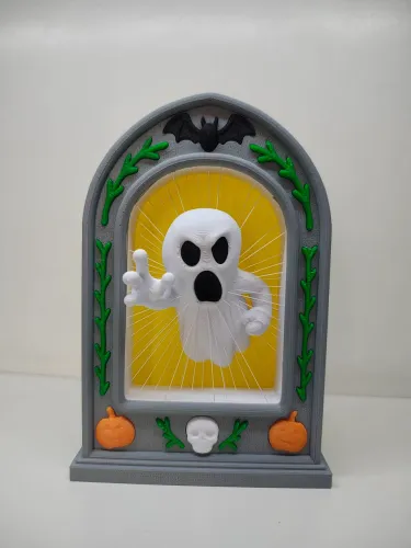 Luminária de terror Halloween - Fantasma saindo do túmulo