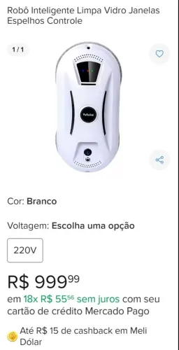 Robô de Limpeza Inteligente para Vidros e Espelhos - Branco