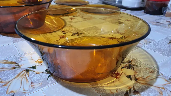 Tigela Duralex ambar vintage antiga