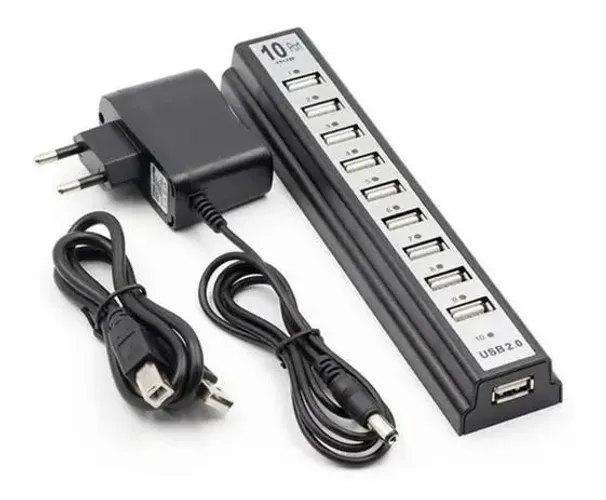 Hub USB 2.0 10 Portas Knup com Fonte Bivolt - WZetta