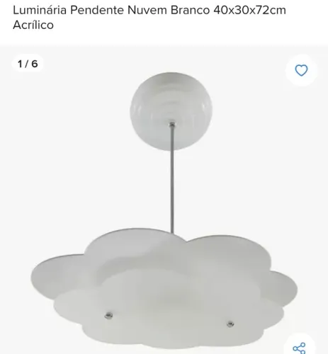 Luminária Pendente Nuvem Branco 40x30x72cm Acrílico