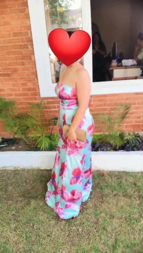 Lindo vestido de festa tomara que caia azul tiffany com flores tamanho P