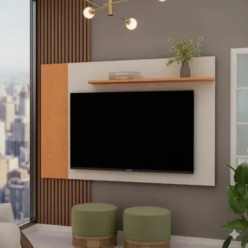 painel bancada suspensa flor na cor cinamomo off White