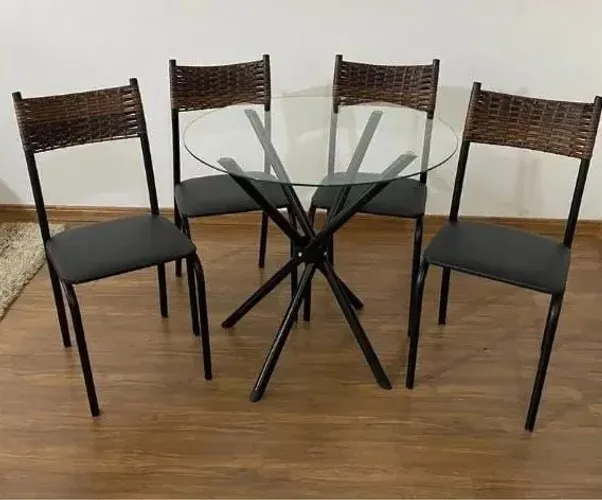 Conjunto Mesa Atlanta Tampo Vidro Pronta Entrega*