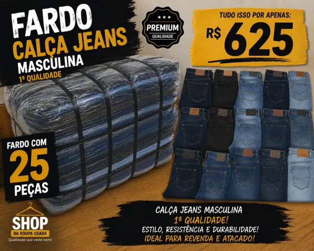 Fardo 25 peças de calça jeans (1º Qualidade)