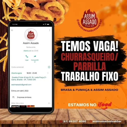 Vaga de emprego para churrasqueiro