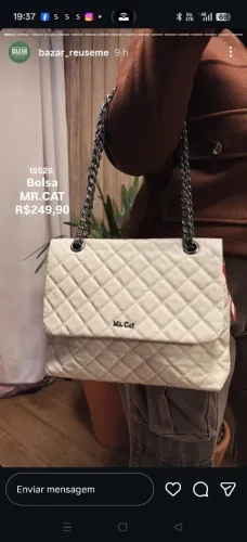 Bolsa Mr.Cat couro off white