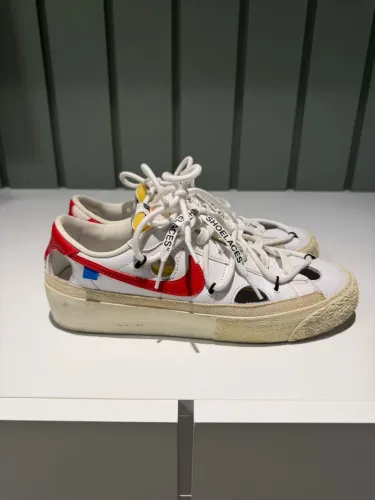 Nike Blazer Low Off-White, caixa, lace amarelo e nota fiscal, usado poucas vezes